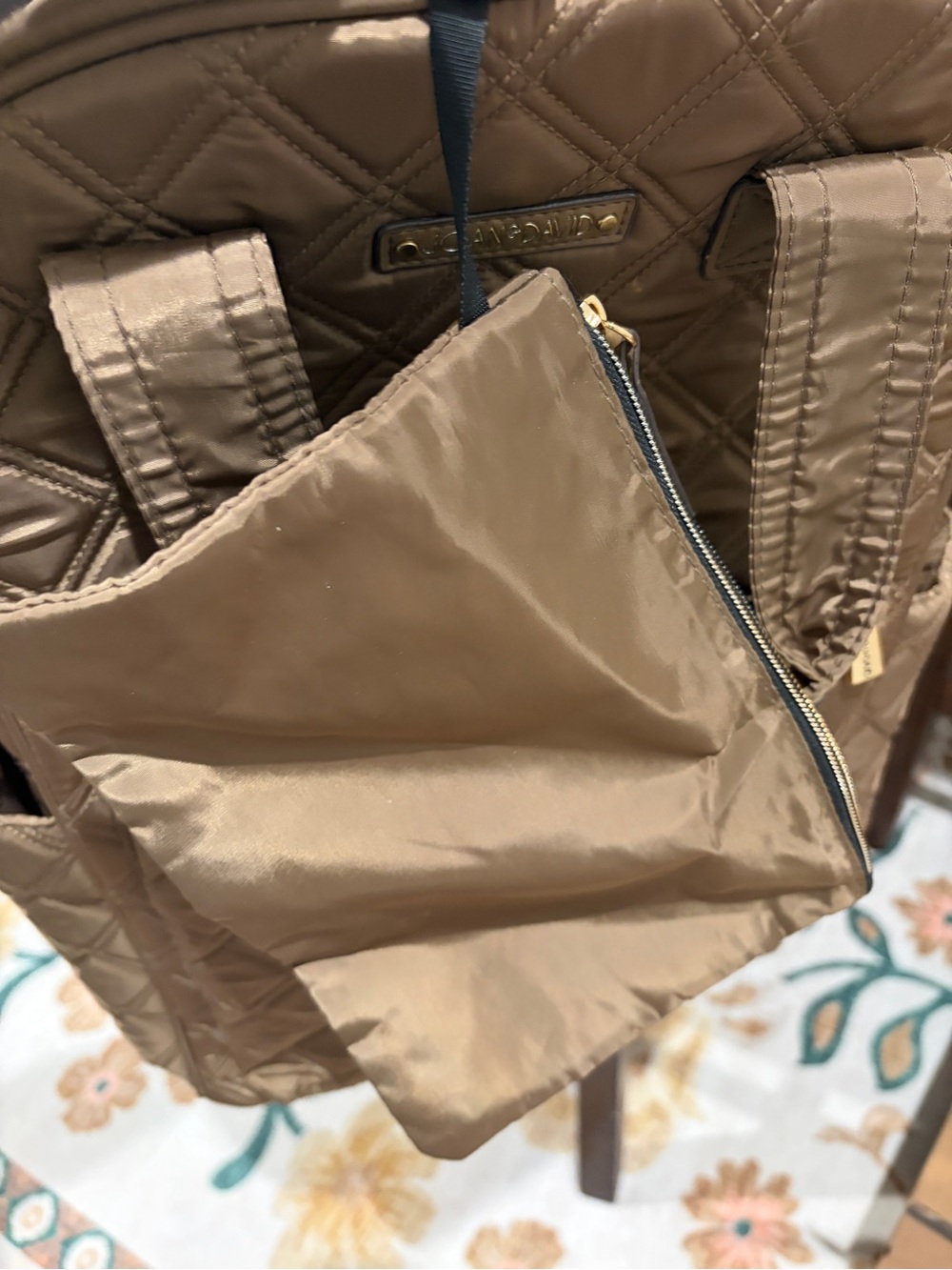 Joan David Quilted Backpack - Taupe/ Brown - Picture 6 of 7